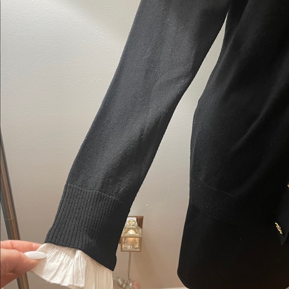 Tory Burch Black Sweater with Sewn-in White Blouse - Picture 4 of 13